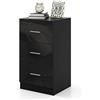 COSTWAY Comodino Camera da Letto 37 x 34 x 66,5cm, Cassettiera in Legno Moderno con 3 Cassetti, Mobile Salvaspazio per Soggiorno, Ufficio e Camerretta (1, Nero)