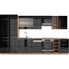 Vicco Cucina componibile Fame-Line, Antracite lucido/oro power oak, 355 cm senza piano di lavoro, adatto per l'espansione personalizzata con moduli aggiuntivi