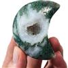 AITELEI Agata di Muschio Naturale Cristallo di Luna Pietre preziose a Forma di Cuore Artigianato di Intaglio di Cristallo Pietra di Palma Burattata Pietra Chakra lucidata Pietra di Preoccupazione