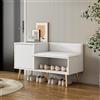 Sweiko Scarpiera moderna con vano portaoggetti, panca e schienale imbottiti, credenza in metallo B100/T40/H58 cm