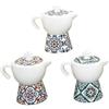 Doni Bomboniere Matrimonio 6 pz Zuccheriera Moka in Porcellana Italiana in 3 Colori Assortiti Fantasia con Maiolica Siciliana Utili Economica Sposi Nozze Comunione Cresima Originale