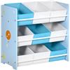 ZONEKIZ Mobile Contenitore per Bambini, 9 Cestini Rimovibili, Azzurro | Mobiletto Portagiochi, Legno MDF e Tessuto, 63x30x60 cm