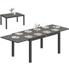 Outsunny Tavolo da Giardino Allungabile per 8-10 Persone 140/240x90 cm, Tavolo da Pranzo Estensibile Rettangolare con Piano in Vetro Temperato, Tavolo da Esterno per Patio Terrazzo Balcone, Nero