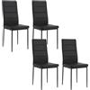 WOLTU Sedie Sala da Pranzo 4 Pezzi, Sedie da Cucina, Sedia da Pranzo con Schienale Alto, Senza Braccioli, per Camera da Letto, Soggiorno, Sala Reception, in Similpelle e Metallo, Nero,
