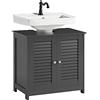 SoBuy Mobile Bagno Sottolavabo - Mobiletto Bagno Salvaspazio con Mensole Regolabili, Mobile Lavabo in MDF, Antimuffa con Porta a Lamelle, per lavabo a terra, Grigio Scuro, 60x58x35cm, FRG237-II-DG