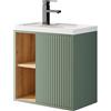 UEV Mobile Bagno con Lavabo in Resina, Mobiletto Bagno Sospeso con Unico Design e Praticità, Motivo a Righe Verticali, 50,5 x 30 x 50 cm, Verde