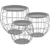 ML DESIGN modern living ML-Design Set da 3 Tavolini a Forma di Cestello in Metallo Tavolino Multiuso Rotondo Grigio 3 Dimensioni Ø31cm/Ø38cm/Ø47cm Tavolo Portaoggetti con Piano Rimovibile Tavoli da Caffè Soggiorno Salotto