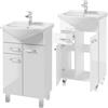 Deftrans Domodomo - Mobile Bagno con Lavabo 85 x 50 x 42 cm, Cassettiera, Lavandino con Mobiletto Bianco