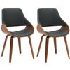 CLP Sedie da Pranzo Set 2 Vangale, con braccioli e Schienale, Imbottite, Struttura in Legno Curvo Effetto Noce, Colore:Noce/Nero, Materiale:Ecopelle