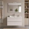 Yellowshop | Mobile Bagno Sospeso CLOE - Composizione Completa con Lavabo Ceramica e Specchio, Chiusura Soft Close, Finitura Frassino Moirè (80 cm, Composizione Completa)