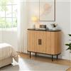 [en.casa] Comò con 2 Ante Scorrevoli Piano Ovale Credenza con 8 Scomparti Chiusi Mobile Multiuso Camera da Letto Soggiorno Cucina 100 x 40 x 80 cm - Nero/Color Naturale