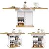 HAINEW Tavolo da pranzo da cucina con piano estraibile e vano portaoggetti, tavolo rettangolare in legno, con scaffale per snack e portabottiglie per 4-6 persone, 110-140 x 80 x 75 cm (bianco)