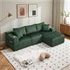 Wyibwy Divano modulare a 3 posti con tasche laterali e portabicchieri,Divano angolare a L con chaise longue e 2 posti,divani componibile con 5 cuscini,divani a compressione,velluto a coste(Émeraude)