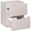 Lomadox Mobile da bagno 50 cm cashmere beige scanalato armadio frontale lavabo 2 cassetti estraibili (larghezza x altezza x profondità) ca. 50/57/39 cm