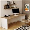Linea Azzurra Scrivania Ufficio, Tavolo da Lavoro per Ufficio e Soggiorno Scrivania Computer Elegante e Facile da Montare H 74 x L 200 x P 80 Made in Italy (Noce Naturale)