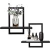 Clyfanesy Set di 2 Mensole Sospese da Parete, Mensole Galleggianti Multiuso, Quadrate in Legno per Riporre Oggetti, Shelves da Muro Design per Decorazione Della Wall, per Bagno, Soggiorno, Colore, Nero