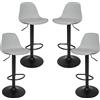 HUOLE Sgabello da Bar Moderno Sgabello Alto con schienale in Simipelle Sedia Alta da Cucina Regolabile Girevole (4pz-B grigio chiaro)