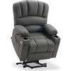 MCombo M MCombo Poltrona relax 7102 con supporto per alzarsi e sdraiarsi, regolabile elettricamente, con funzione di riscaldamento, per anziani e soggiorno, USB (tessuto in microfibra, grigio)