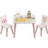ZONEKIZ Set 3 Pezzi con Tavolino e 2 Sedie per Bambini da 3-8 Anni Rosa