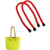 Generico 2 Pezzi Sostituzione Manici per Borsa da Spiaggia, per Classic O Bag Manici Lunghi Ricambio Maniglia Corda, Manici per Borse Uncinetto, per Manici Borsa O Bag Accessori 65 cm (Rosso)