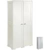 PALUPLUS Portascope a 2 Ante Lisce in Plastica, Misura 79x43x164 cm, Armadio Multiuso con vano per le scope e 3 scomparti porta oggetti, piedini antiscivolo, Made in Italy -4159C-20 (Panna)