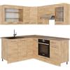 Vicco Cucina angolare completa Fame-Line, Rovere dorato, 190 x 60 cm, PL Rovere, combinabile con altri moduli per una progettazione flessibile della cucina