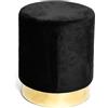 Tata Home Pouf Sgabello Cilindrico Velluto con Anello Dorato per Salotto o Camera Cameretta Pouff Poggiapiedi di Design Moderno (Nero)