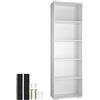 tectake® Scaffale per Libri con 5 Ripiani, Libreria Verticale Salvaspazio, Arredamento Ufficio e Casa, Libreria da Parete, Design Robusto in MDF, Facile da Pulire - Bianco