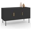 IDMarket - 110 cm MARCEL credenza nera a 3 ante con effetto dogato