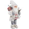 Bizzotto Pupazzo di Babbo Natale Bianco Statua Decorazione Natalizia Rovereto H 46 cm