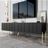 MURUL Mobile TV nero, gambe dorate, 190 cm (L) x 38 cm (W) x 48 cm (H) (nero)