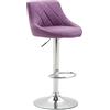 CLP Sgabello Design Imbottito Lazio In Similpelle I Sgabello Girevole Con Poggiapiedi I Sedia Alta Cucina Regolabile 83-104 CM, Colore:viola, Colore del telaio:cromo