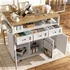 SUKY Moderna isola da cucina, 118 × 43 × 98 cm, armadio da cucina con venature del legno, carrello da pranzo su ruote con vano portaoggetti multifunzionale, divisori rimovibili, con portasciugamani