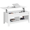 Yaheetech Tavolino da Caffè Sollevabile Tavolo Basso da Soggiorno Tavolino con Ripiano Elevabile da Salotto 104,5 x 49,5 x 49-62 cm Tavolino da Divano Portaoggetti Spazioso Bianco