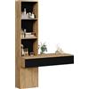 Vicco Tavolo da toeletta Melora, Rovere/Nero 100 cm | senza specchio · 2 Cassetti · Sospeso a parete · con rialzo a ripiani · Vani portaoggetti aperti