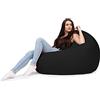 chilly pilley Pouf A Sacco Con Riempimento Di Perline In Eps Pouf Gigante A Sacco Per Interni Ed Esterni Multifunzionale Impermeabilie Per Bambini E Adulti Molti Colori (Nero, Ø 100 Cm)