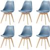 GrandCA HOME Set di 6 Sedie Imbottite per Sala da Pranzo Con Gambe in Legno Massello di Faggio, Adatte per Sala da Pranzo, Soggiorno, Cucina, Camera da Letto, Blu navy