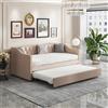 YGHQAP Divano Letto Convertibile 90/180 x 200 cm, Divano Letto a 2 Posti Estraibile con Rete a Doghe, Multifunzionale Struttura Letto Imbottito 2 Posti in Velluto, senza Materasso (Beige Lino)