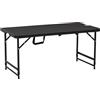 Outsunny Tavolo da Giardino Pieghevole per 4 Persone con Altezza Regolabile, in Acciaio e HDPE, 118x60x74 cm