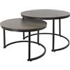 ML DESIGN modern living ML-Design Set di 2 Tavolini da Caffè Salotto Soggiorno Divano Sovrapponibili Rotondi Ø 59x40 cm/Ø 74x48 cm Tavoli d'Appoggio Impilabili in MDF Rovere Scuro Struttura Telaio in Metallo Nero Moderni