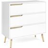 IDMarket - Cassettiera scandinavo a 3 cassetti legno e bianco HELSINKI
