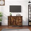 IBUQDDV Mobile TV con ante in affumicatura, materiale in legno, 60 x 35 x 45 cm, robusto scaffale multimediale con 2 scomparti, piedini in metallo, piano superiore stabile per decorazione, pratico