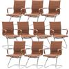 Ya-Home Set di 10 Sedia Cantilever Sedie Ufficio in Ecopelle Sedie da Reception per Sala Riunioni Sedia Visitatori con Braccioli per Ufficio, Conferenza, Sala d'attesa, Marrone