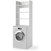 Inbagno Mobile Coprilavatrice Multiuso In Legno Bianco Con Rialzo E 3 Ripiani L 65 X P 58 X H 195 Cm Con Kit Di Montaggio Incluso E Piedini In Plastica