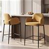 Ya-Home Set di 2 Sgabelli da Bar in Tessuto Sgabelli Cucina Moderni con Braccioli Sgabelli Alti Imbottiti Sedie da Bar con Gambe in Metallo per Cucina Penisola, Giallo