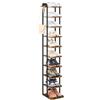 Yaheetech Scarpiera Verticale a 10 Livelli, Scaffale Portascarpe Alta e Stretta Vintage in Metallo e MDF, Scarpiera Salvaspazio per Ingresso e Corridoio, Marrone Rustico