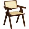 Totò Piccinni Sedia DALY in legno design retrò con braccioli, seduta e schienale in paglia di vienna rattan (1, Wengè)