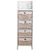 Rebecca Mobili Comodino 4 cassetti, cassettiera legno vimini, bianco, stile shabby vintage, arredo camera salotto bagno - Misure: 98 x 29 x 22 cm (HxLxP) - Art. RE4295