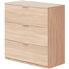 Arreditaly Cassettiera a 3 Cassetti Comò Comodino Mobile Contenitore Salvaspazio Design Moderno Minimalista Per Camera da Letto Ingresso Soggiorno 70.2 x 39.8 x 82.7 Cm (Rovere Canadese)