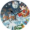 Mnsruu Orologio da Parete Rotondo Babbo Natale con Cervi, Silenzioso Dipinto ad Olio AntiGraffio per Arredamento Camera da Letto Soggiorno Ufficio Scuola casa